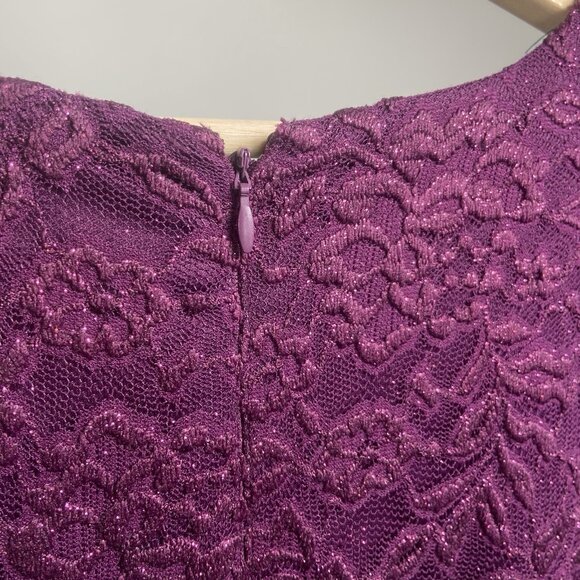 Alex Evenings Woman 16W Plum Lace Sequin Bodice Chiffon Mother Of Bride Dress - Picture 15 of 16